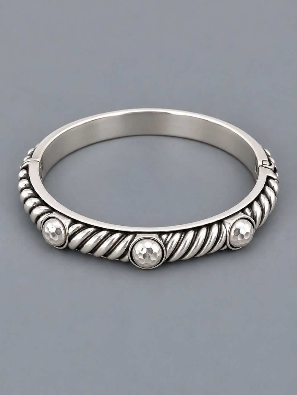 BRIGHTON Pearl Magic Silver Plated Bangle Clamper Bracelet